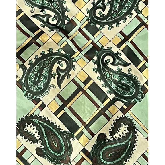 Lady Heritage Fashion Scarf Green Brown Paisley Scarf 26" Authentric Rare Vintag - Picture 4 of 4